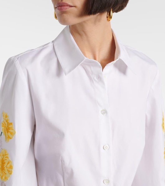 Floral cotton-blend poplin shirt
