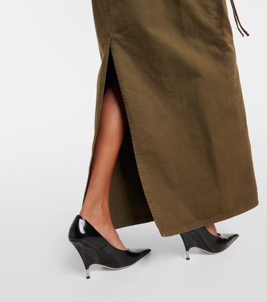 Denim cargo maxi skirt 