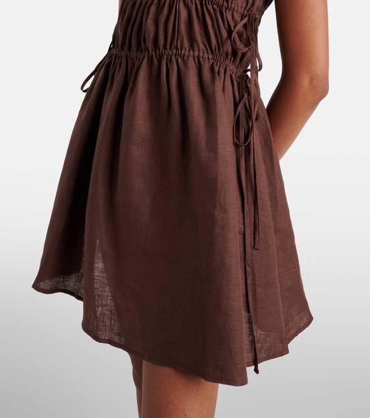 Gathered linen minidress