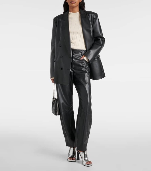 High-rise faux leather straight pants