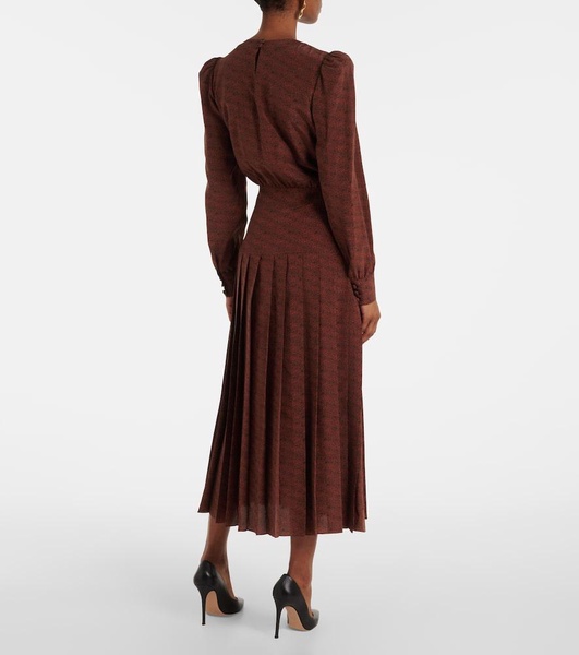 Leopard-print silk midi dress