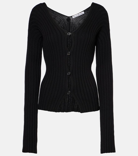 Ribbed-knit cotton crêpe cardigan