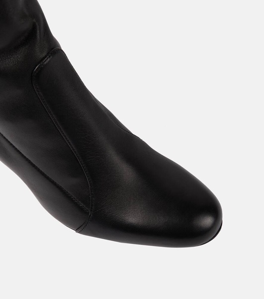 Damier leather over-the-knee boots