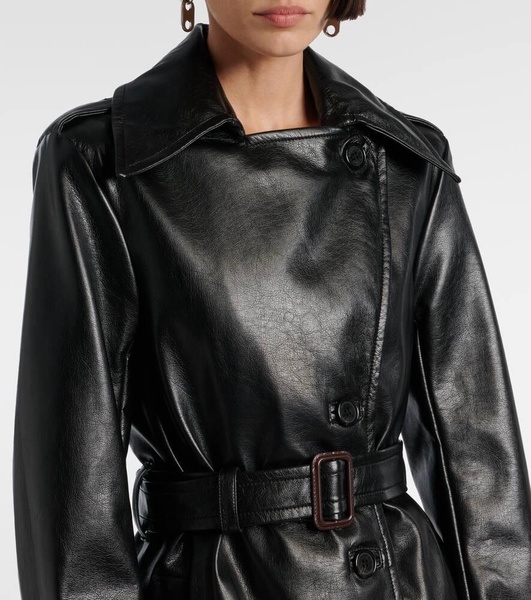 Faux leather trench coat
