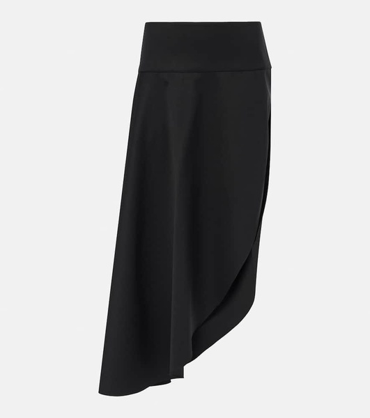 Asymmetric wool midi skirt