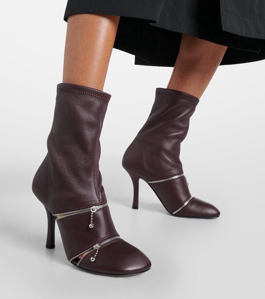 Peep leather ankle boots