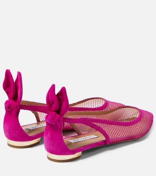Bow tie mesh ballet flats