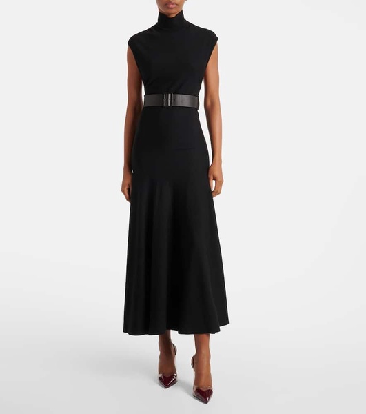 Belted wool-blend maxi dress