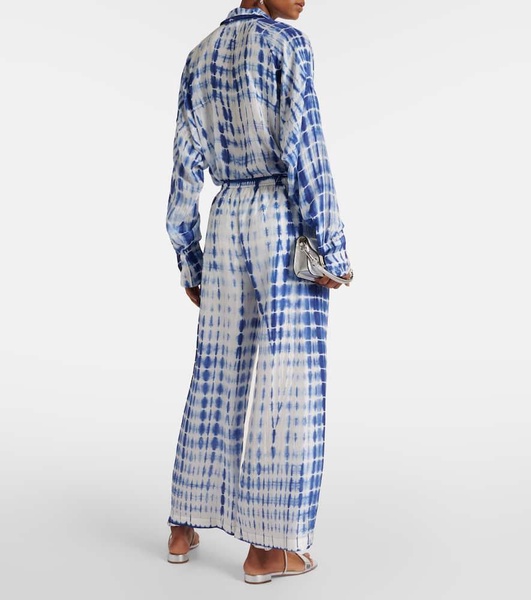 Tie-dye silk palazzo pants