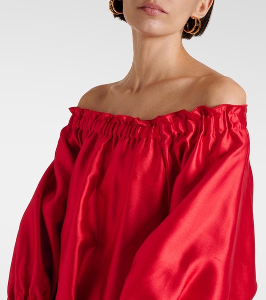 Lepre off-shoulder silk and cotton minidress