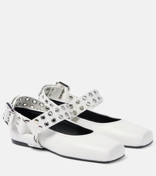 Embellished leather ballet flats