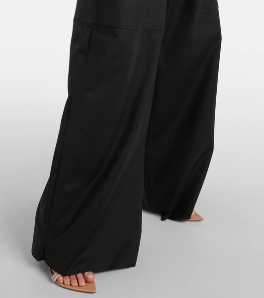 Pleated cotton wide-leg pants