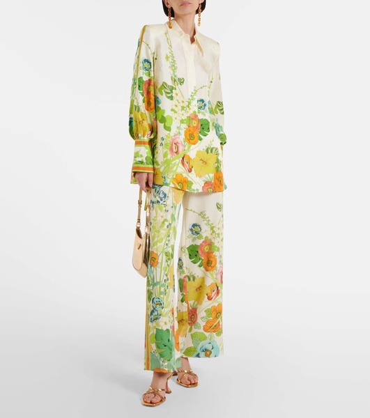 Floral high-rise wide-leg pants
