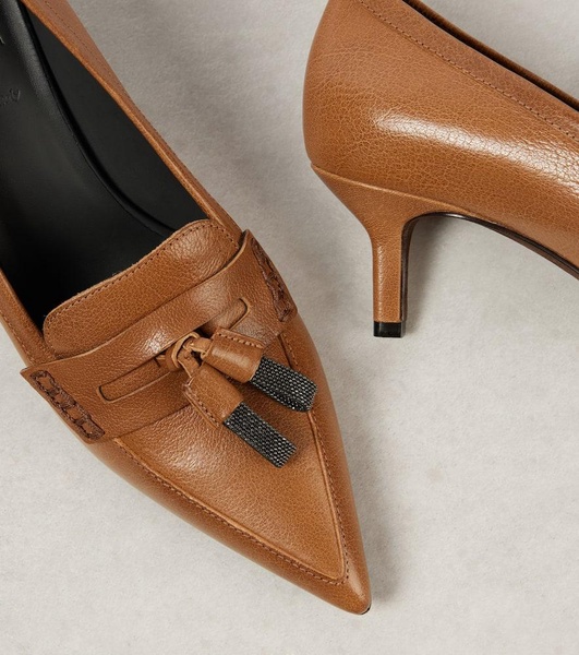 Monili leather loafer pumps