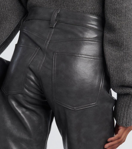 Sloane mid-rise leather straight pants