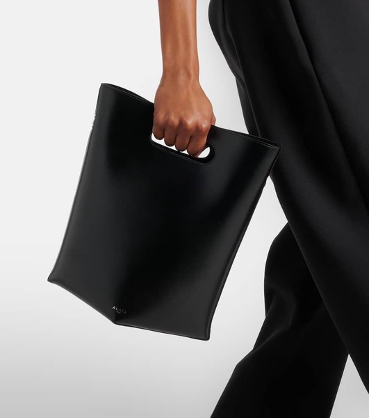 Folded leather tote bag