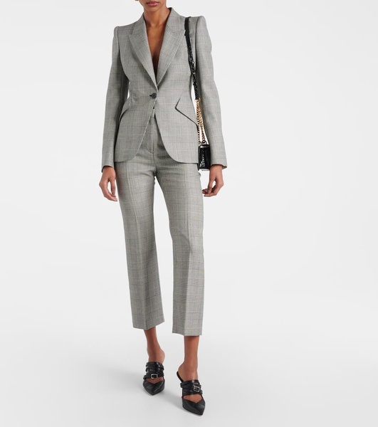 Houndstooth wool blazer