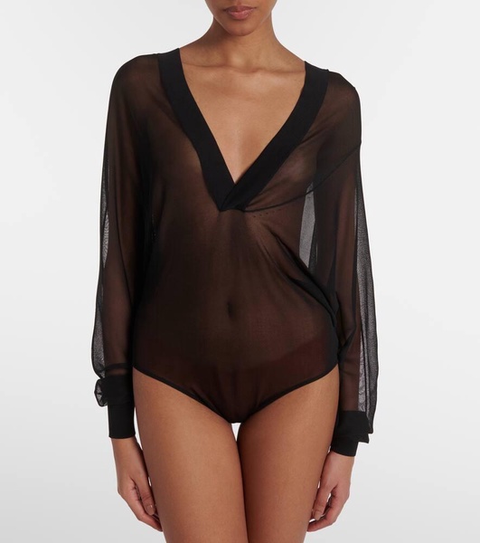 Sheer hooded bodysuit