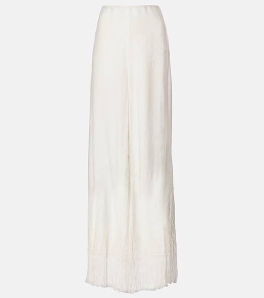 Fringed wide-leg pants