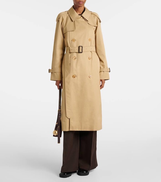 Belted cotton gabardine trench coat
