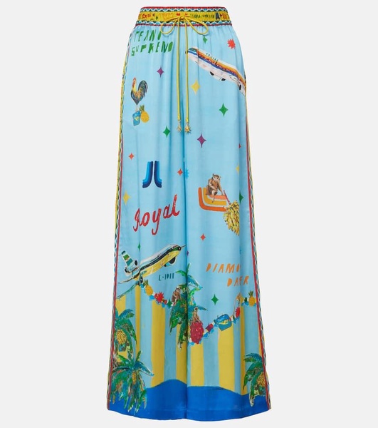 All Aboard silk satin wide-leg pants