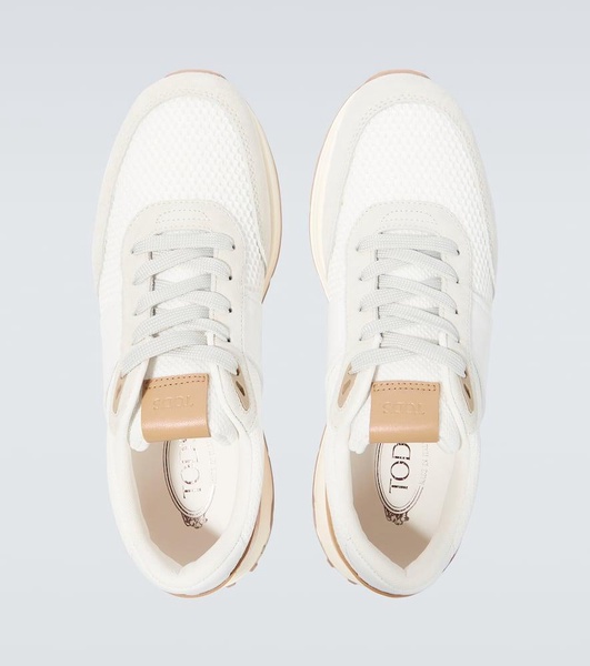 Leather-trimmed sneakers