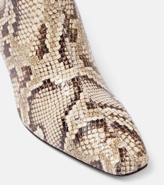 Blade snake-effect leather ankle boots