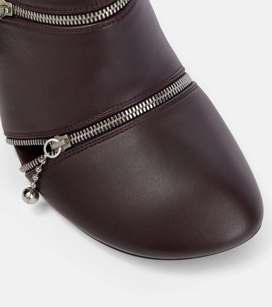 Peep leather ankle boots