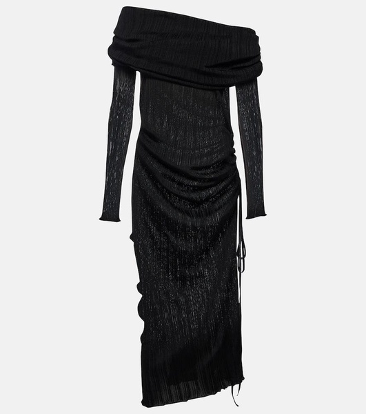 Draped off-shoulder maxi dress