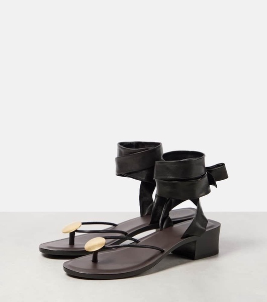 Cord leather thong sandals
