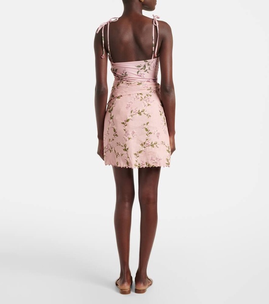 Agustina Wisteria floral linen beach cover-up