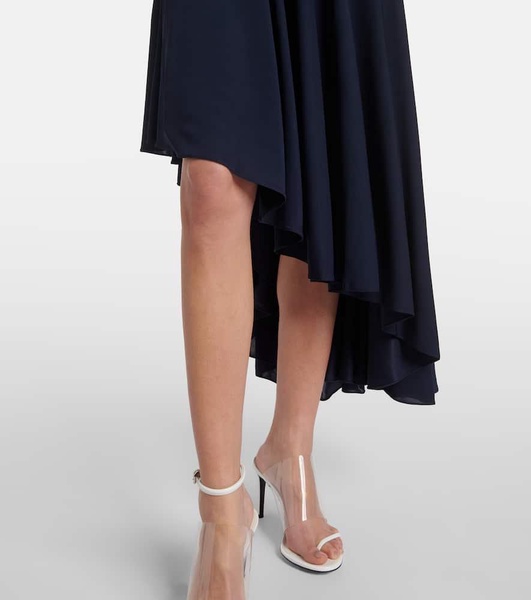 Asymmetric jersey slip dress 