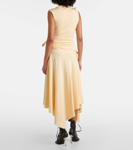 Cutout asymmetric jersey midi dress