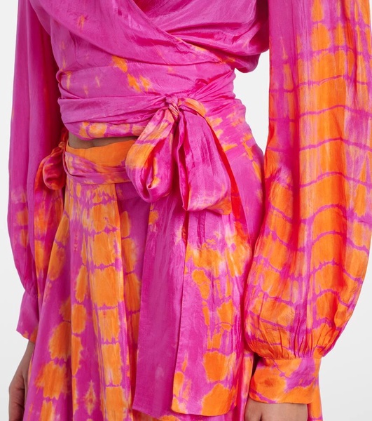 Tie-dye silk wrap top