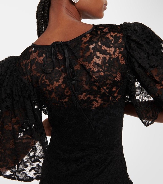 Asymmetric lace midi dress