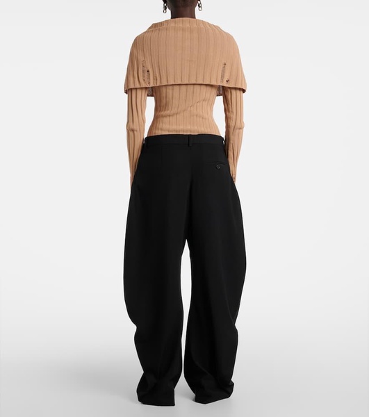 Mid-rise wide-leg pants