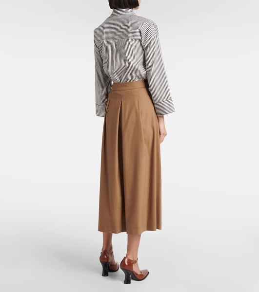Caterina pleated wool midi skirt