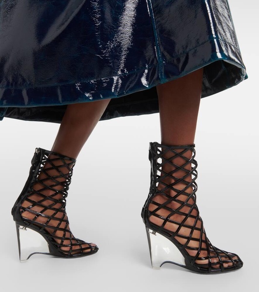 Leather wedge ankle boots