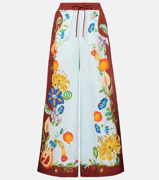 Dahlia floral linen wide-leg pants