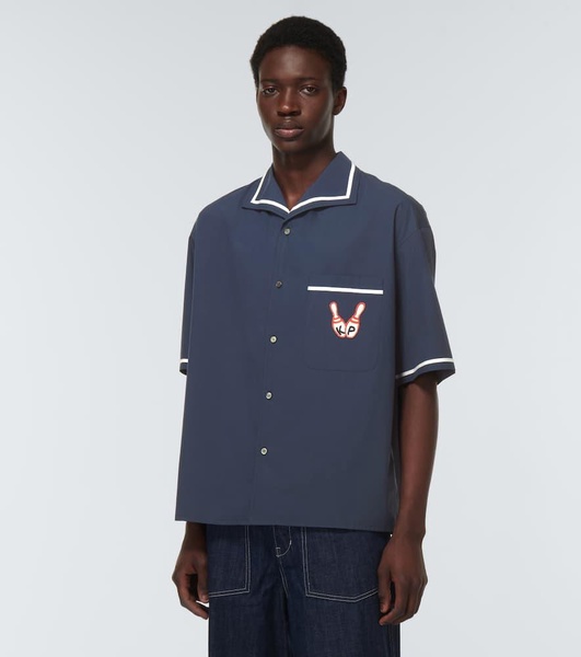 Embroidered cotton bowling shirt
