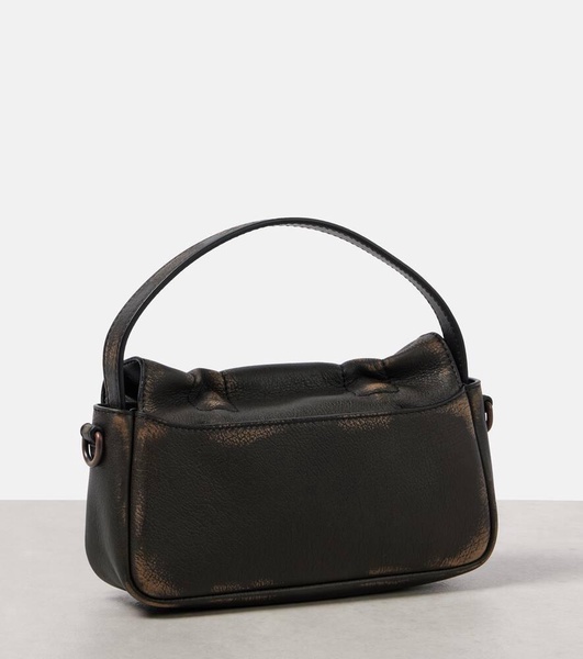 Micro bow-detail leather shoulder bag