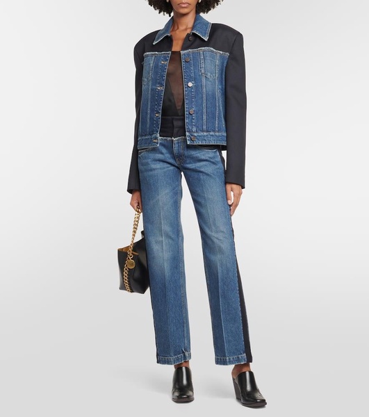 Twill-paneled denim jacket