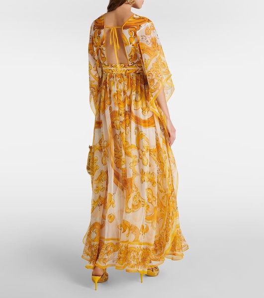 Majolica silk chiffon maxi dress