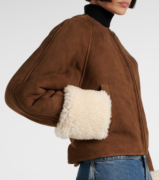 Shearling-trimmed suede jacket
