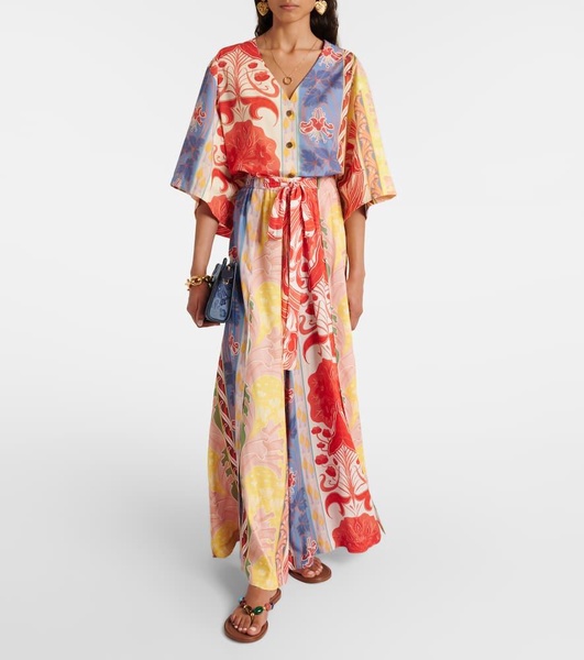 Printed wide-leg pants