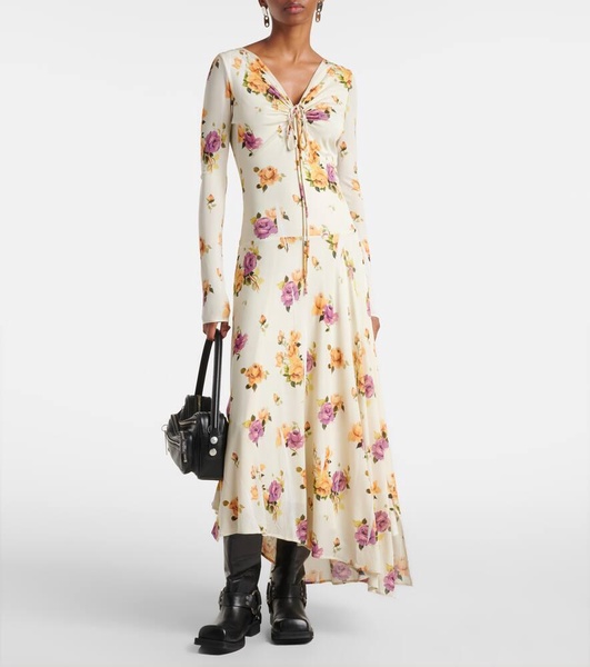 Edna floral asymmetric midi dress
