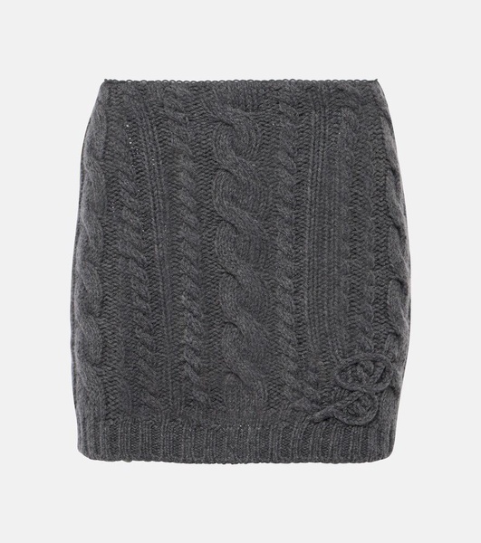 Cable-knit wool and cashmere miniskirt
