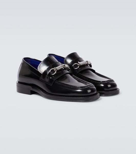 Embellished leather loafers
