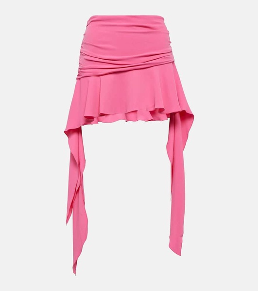 Ruffled jersey miniskirt
