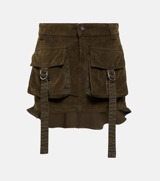Velvet cargo miniskirt
